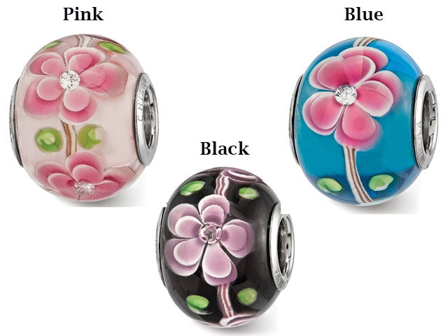 Floral Glass Bead - 3 Color Choices